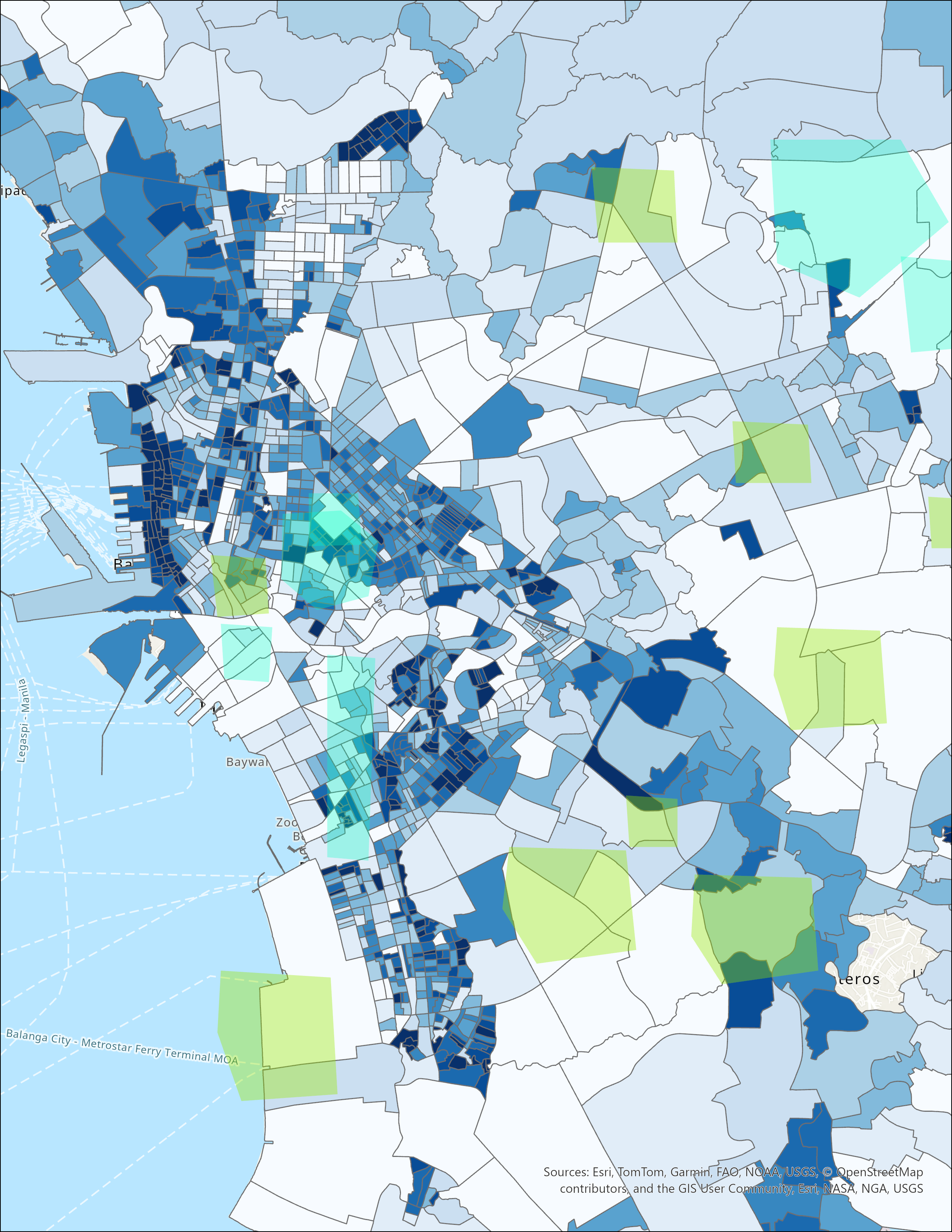 Population density by district map.