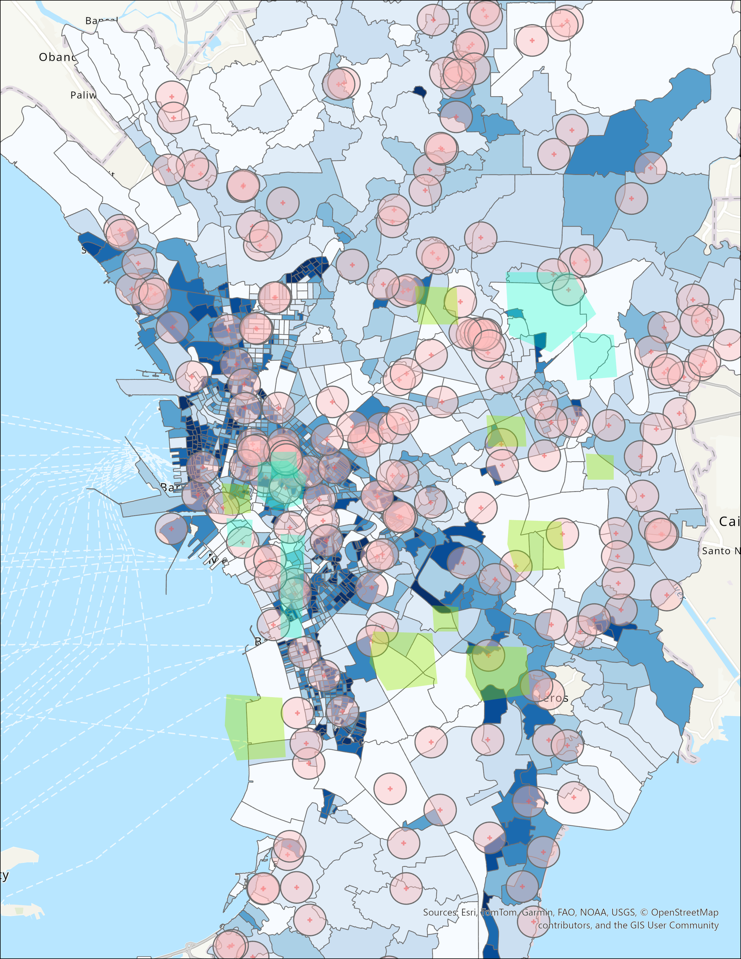 Hospital accessibility overlay.